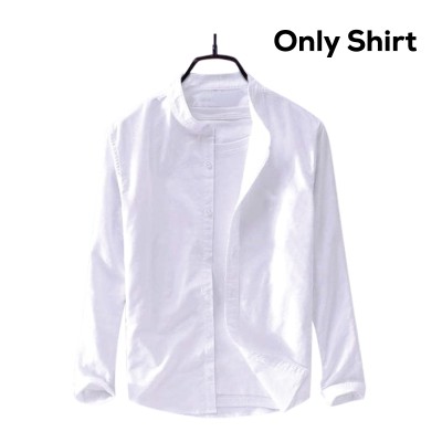 Men's Solid Colour Ban color Shirt  (white)